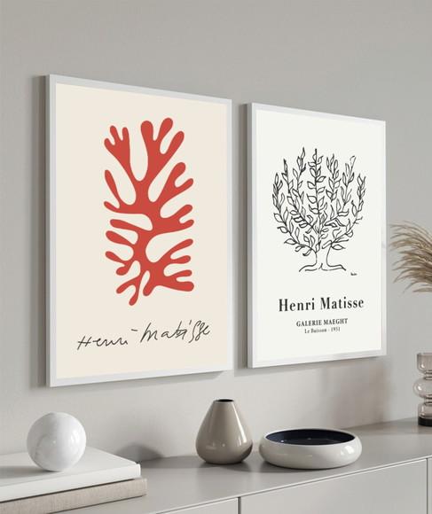 Kit 2 Quadros Decorativos Modernos Matisse Para Sala Moldura