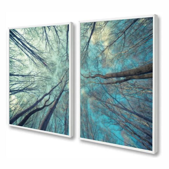 Kit 2 Quadros Decorativos Modernos Paisagem Galhos Moldura