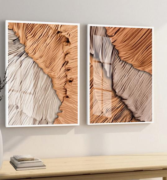 Kit 2 Quadros Decorativos Modernos para Sala Moldura e Vidro