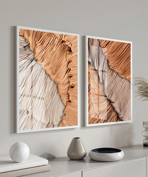 Kit 2 Quadros Decorativos Modernos para Sala Moldura e Vidro
