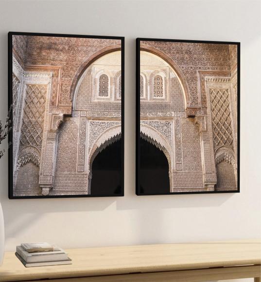 Kit 2 Quadros Decorativos Modernos Porta Marroquina Moldura
