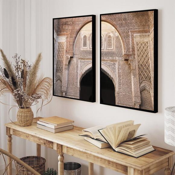 Kit 2 Quadros Decorativos Modernos Porta Marroquina Moldura