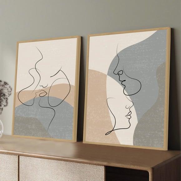Kit 2 Quadros Decorativos Para Quarto De Casal Com Moldura