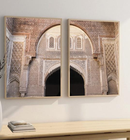 Kit 2 Quadros Decorativos para Sala Porta Marroquina Moldura
