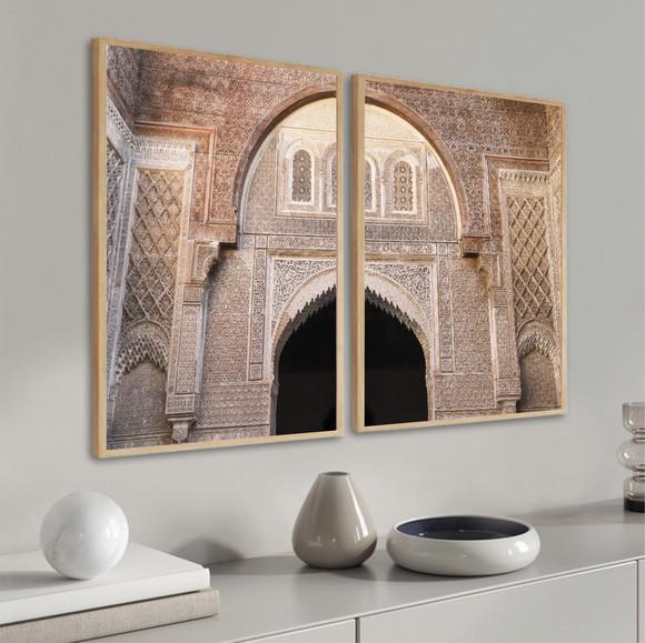 Kit 2 Quadros Decorativos para Sala Porta Marroquina Moldura