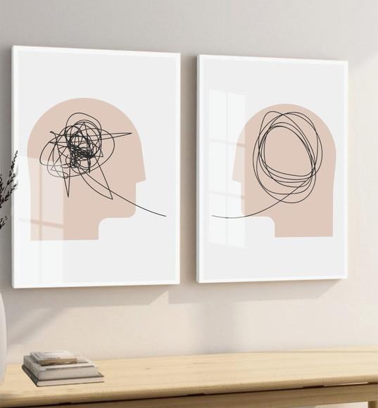 Kit 2 Quadros Decorativos Psicologia Consultório com Vidro