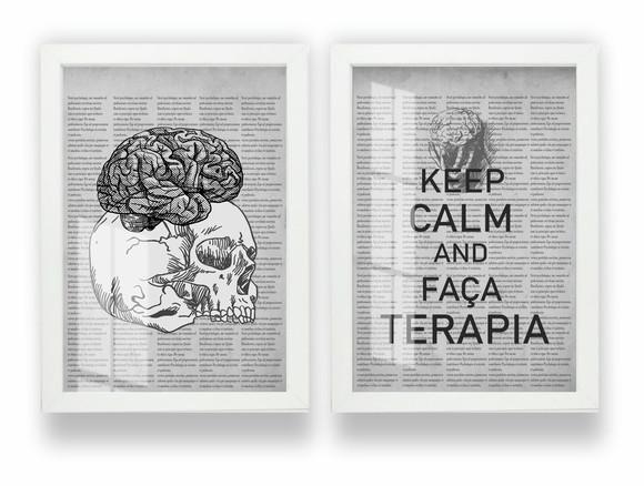 Kit 2 Quadros Decorativos Psicologia Terapia Moldura e Vidro