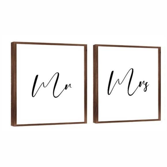 Kit 2 Quadros Decorativos Quarto De Casal Mr E Mrs Moldura