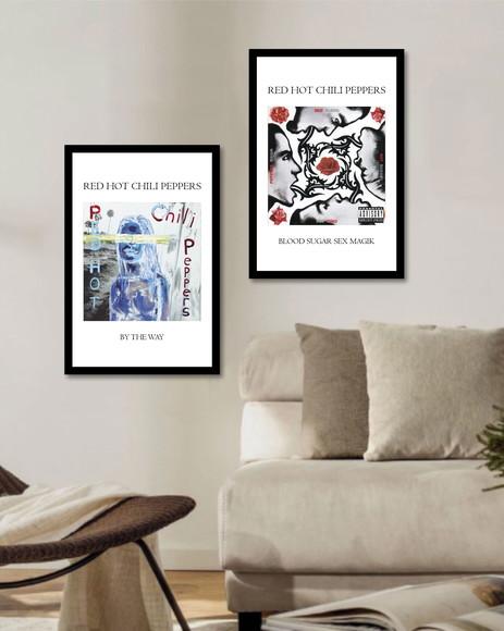 Kit 2 Quadros Decorativos Red Hot Chilli Peppers Com Moldura