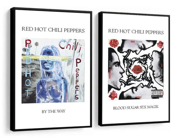 Kit 2 Quadros Decorativos Red Hot Chilli Peppers Com Moldura