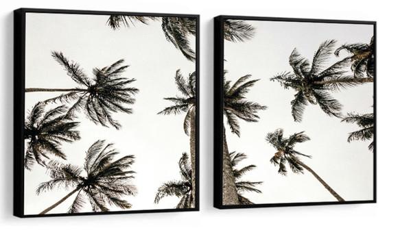 Kit 2 Quadros Praia Coqueiros Decoração Conjunto Com Moldura