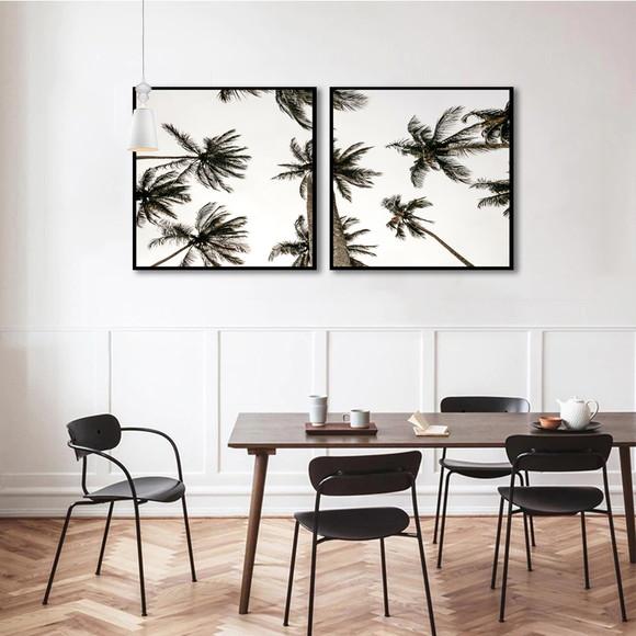 Kit 2 Quadros Praia Coqueiros Decoração Conjunto Com Moldura