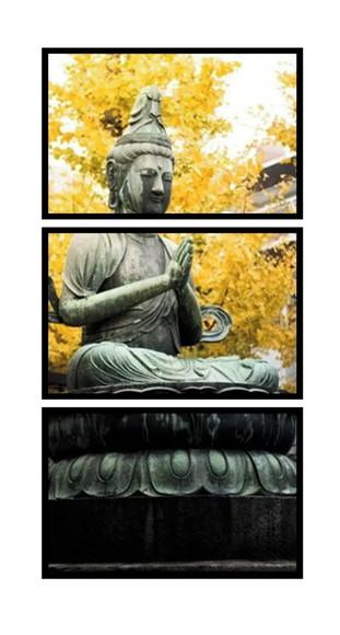 Kit 3 Quadros Buda Meditação Decoração Paisagem Com Molduras