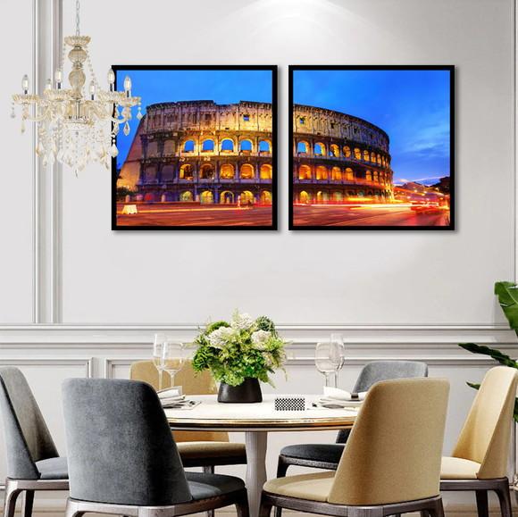 Kit 3 Quadros Coliseu Cidade Roma Decoração Conjunto Moldura