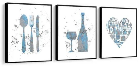 Kit 3 Quadros Cozinha Cheff Restaurantes Decoração Molduras