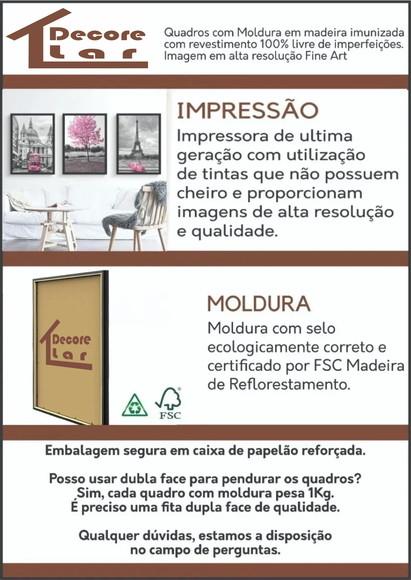 Kit 3 Quadros Deck Onda Mar Decoração Praia Conjunto Moldura