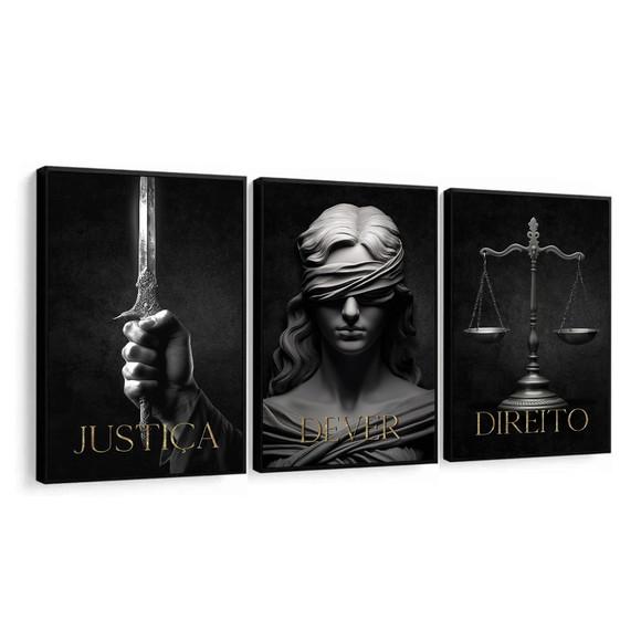 Kit 3 Quadros Decorativos Advogado Escritório Frases Direito