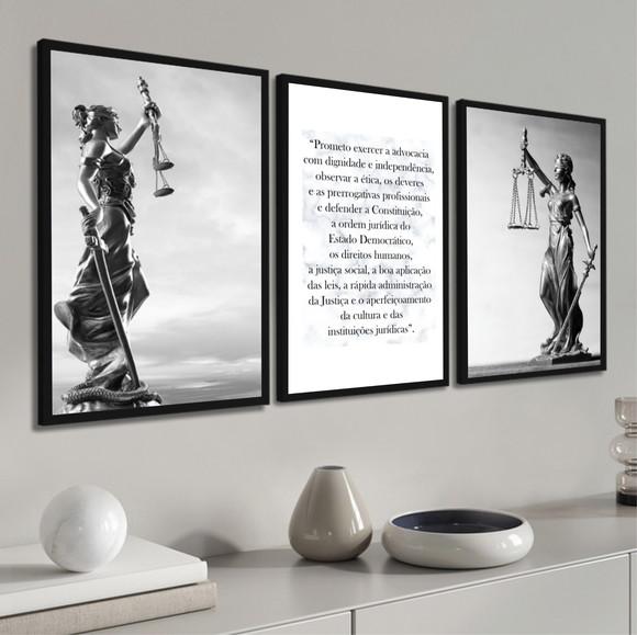 Kit 3 Quadros Decorativos Advogado Sala Escritório Moldura