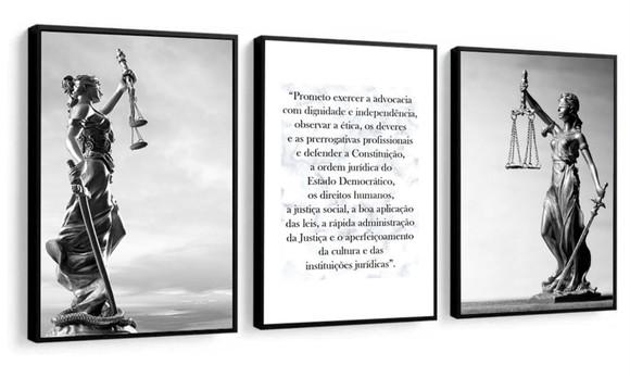 Kit 3 Quadros Decorativos Advogado Sala Escritório Moldura