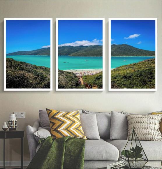 Kit 3 Quadros Decorativos Arraial Pontal Do Atalaia Moldura