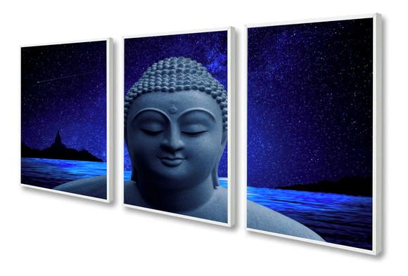 Kit 3 Quadros Decorativos Buda Meditação Para Sala Quarto