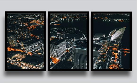 Kit 3 Quadros Decorativos Cidades São Paulo Conjunto Moldura