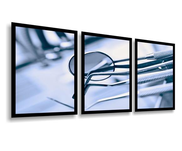 Kit 3 Quadros Decorativos Consultório Dentistas Odontologia
