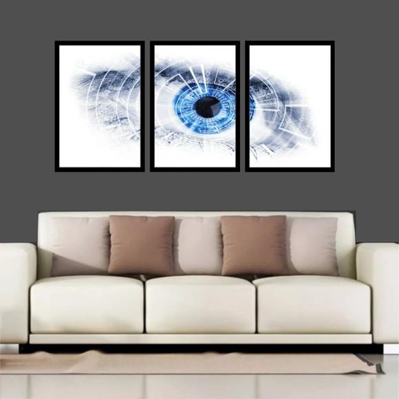 Kit 3 Quadros Decorativos Consultório Oftalmologia Moldura