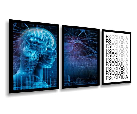 Kit 3 Quadros Decorativos Consultório Psicólogo e Psiquiatra