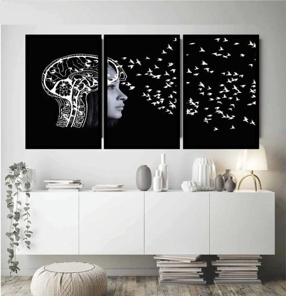 Kit 3 Quadros Decorativos Consultório Psicologo Psiquiatria