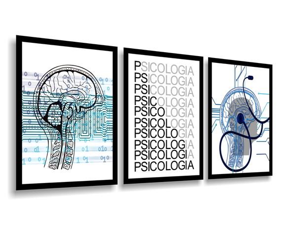 Kit 3 Quadros Decorativos Consultórios Psicólogos Psiquiatra