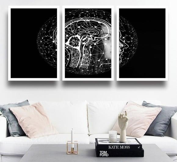 Kit 3 Quadros Decorativos Consultórios Psiquiatra Psicologia