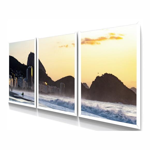 Kit 3 Quadros Decorativos Corcovado Rio De Janeiro Moldura