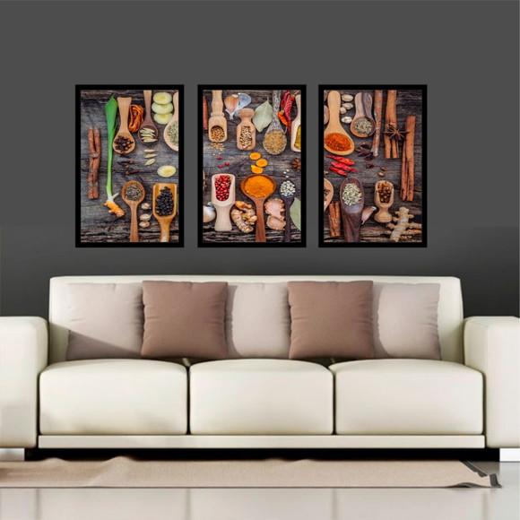 Kit 3 Quadros Decorativos Cozinha Tempero Cheff Restaurante