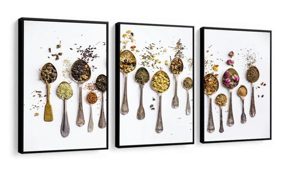Kit 3 Quadros Decorativos Cozinha Tempero Para Sala Moldura