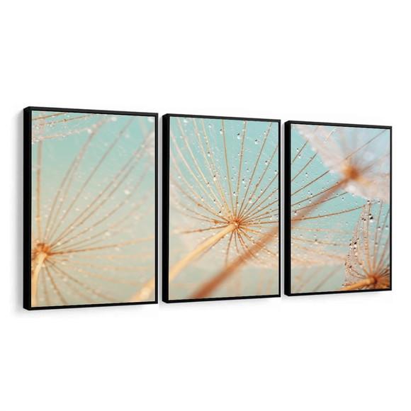 Kit 3 Quadros Decorativos Dente De Leão Para Sala Moldura