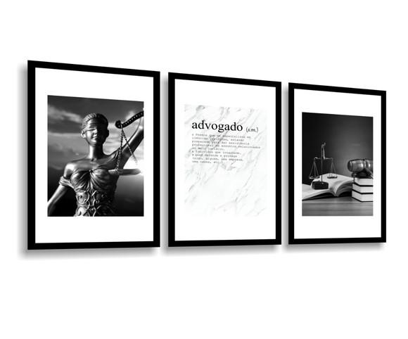 Kit 3 Quadros Decorativos Escritório Advogado Cursos Direito