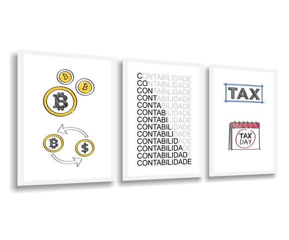 Kit 3 Quadros Decorativos Escritório e Contabilidade Moldura