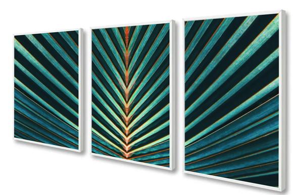 Kit 3 Quadros Decorativos Folhagem Para Sala Moderno Moldura