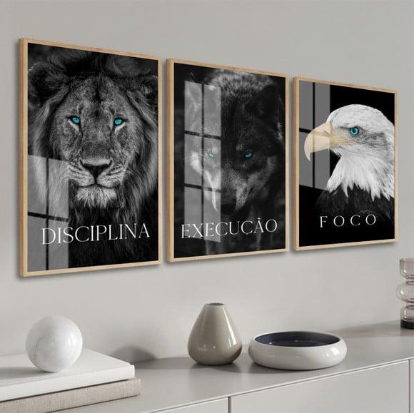 Kit 3 Quadros Decorativos Frase Motivacional Moldura E Vidro