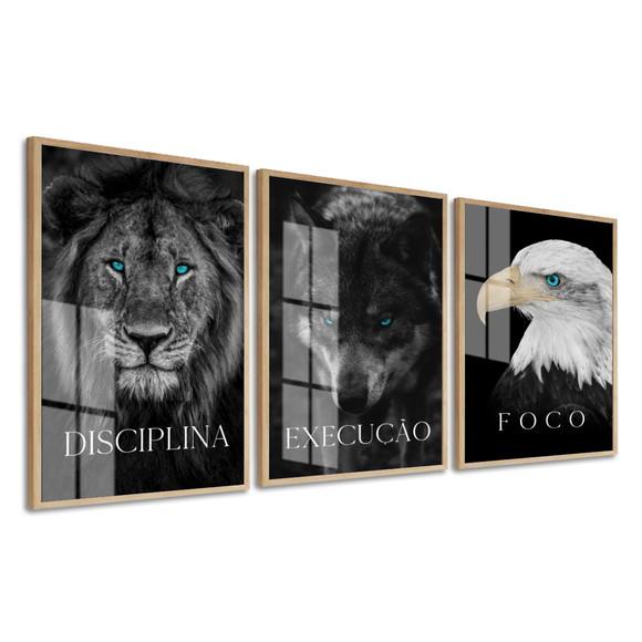 Kit 3 Quadros Decorativos Frase Motivacional Moldura E Vidro