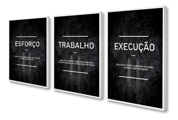 Kit 3 Quadros Decorativos Frases Motivacionais Com Moldura