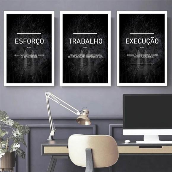 Kit 3 Quadros Decorativos Frases Motivacionais Com Moldura