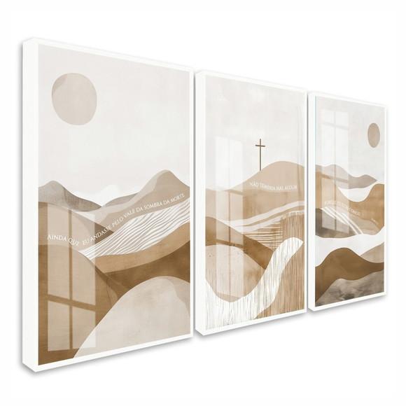 Kit 3 Quadros Decorativos Jesus Cristo Frases Salmos Vidro