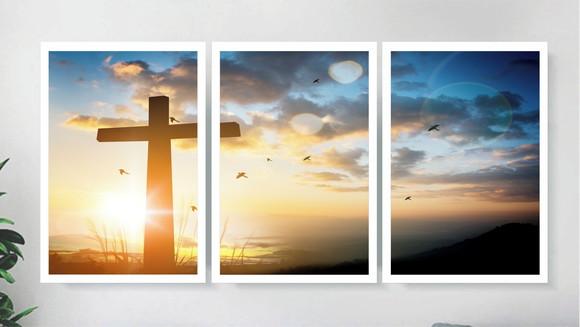Kit 3 Quadros Decorativos Jesus Para Sala De Estar Molduras