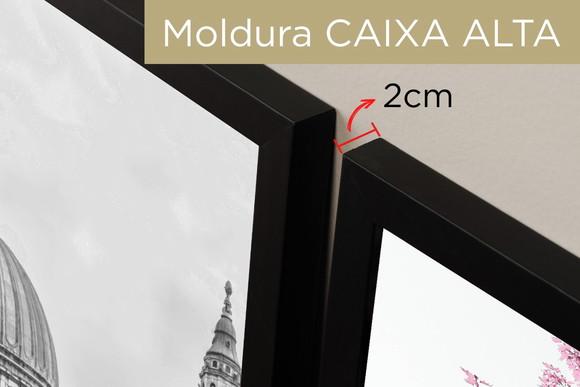 Kit 3 Quadros Decorativos Londres e Paris Rosa com Moldura
