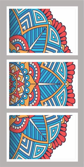 Kit 3 Quadros Decorativos Mandala Para Sala Quarto Moldura