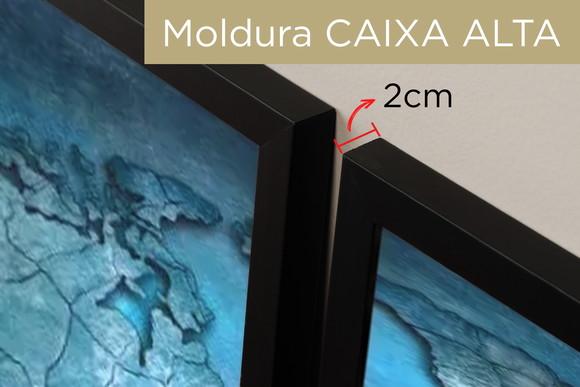Kit 3 Quadros Decorativos Mapa Mundi Azul para Sala Moldura