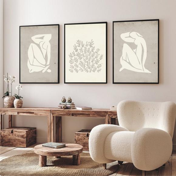 Kit 3 Quadros Decorativos Moderno Para Sala Quarto Moldura