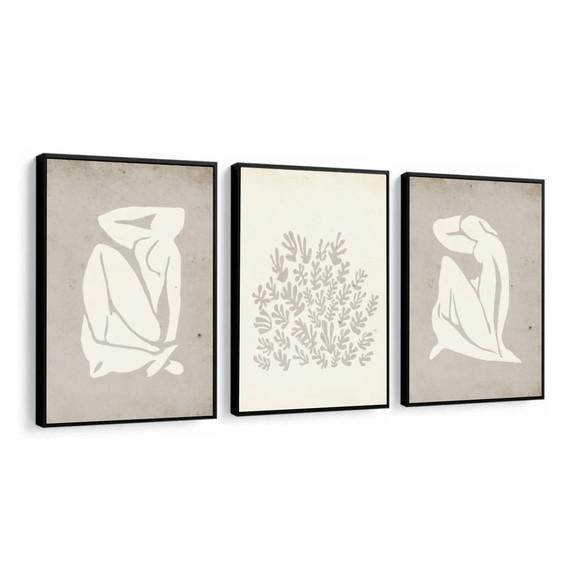 Kit 3 Quadros Decorativos Moderno Para Sala Quarto Moldura